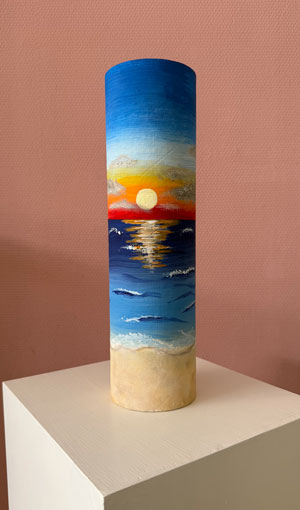 Designerröhre von Zylin - bunter Sonnenuntergang am Wasser in Umgebung