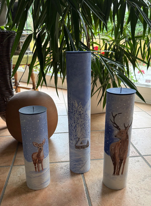 Zylin Deko-Röhre Blaue Serie, Reh, Hirsch, Gebirge